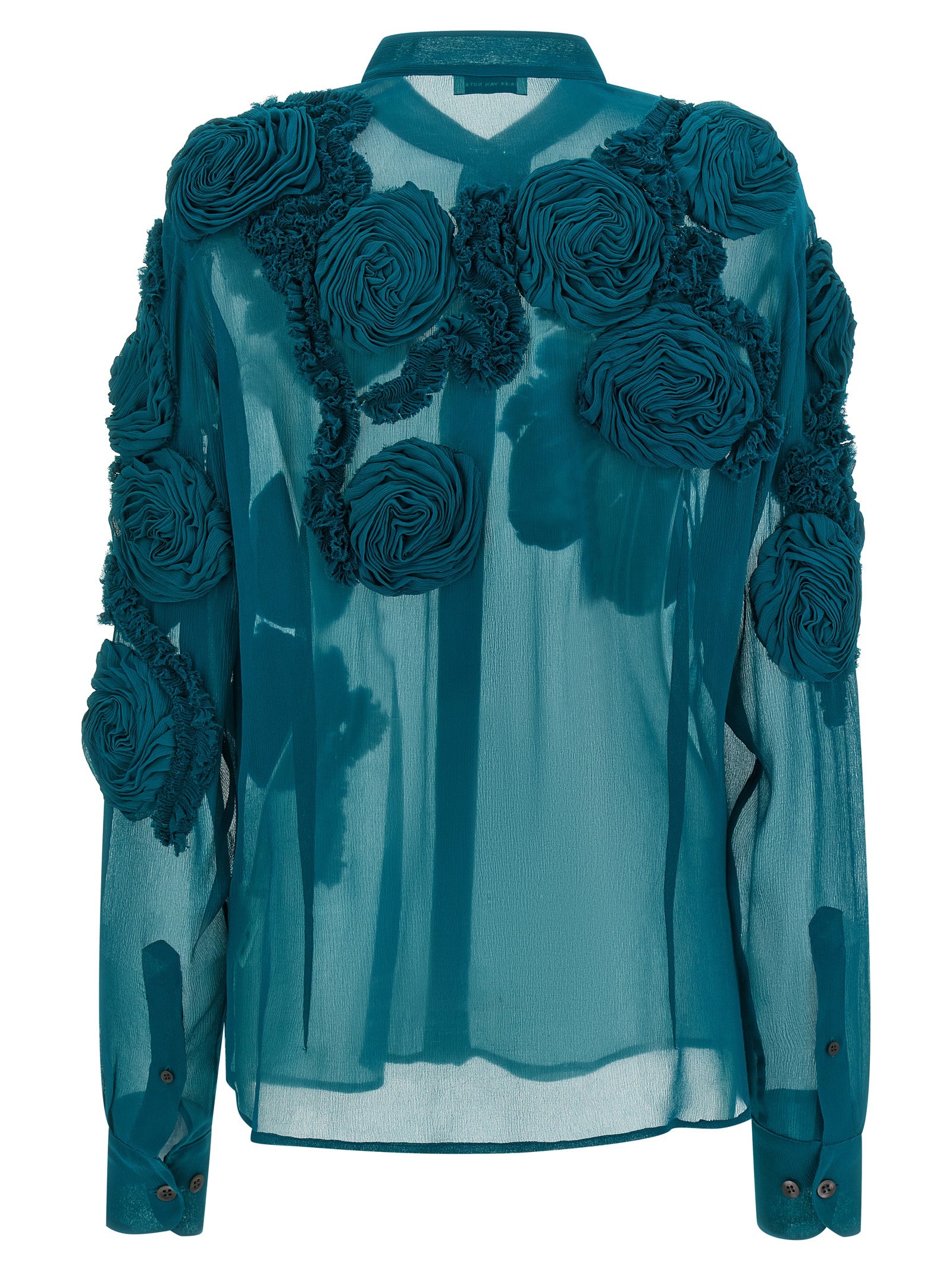Chowsa Shirt Green Viscose Shirt, Blouse