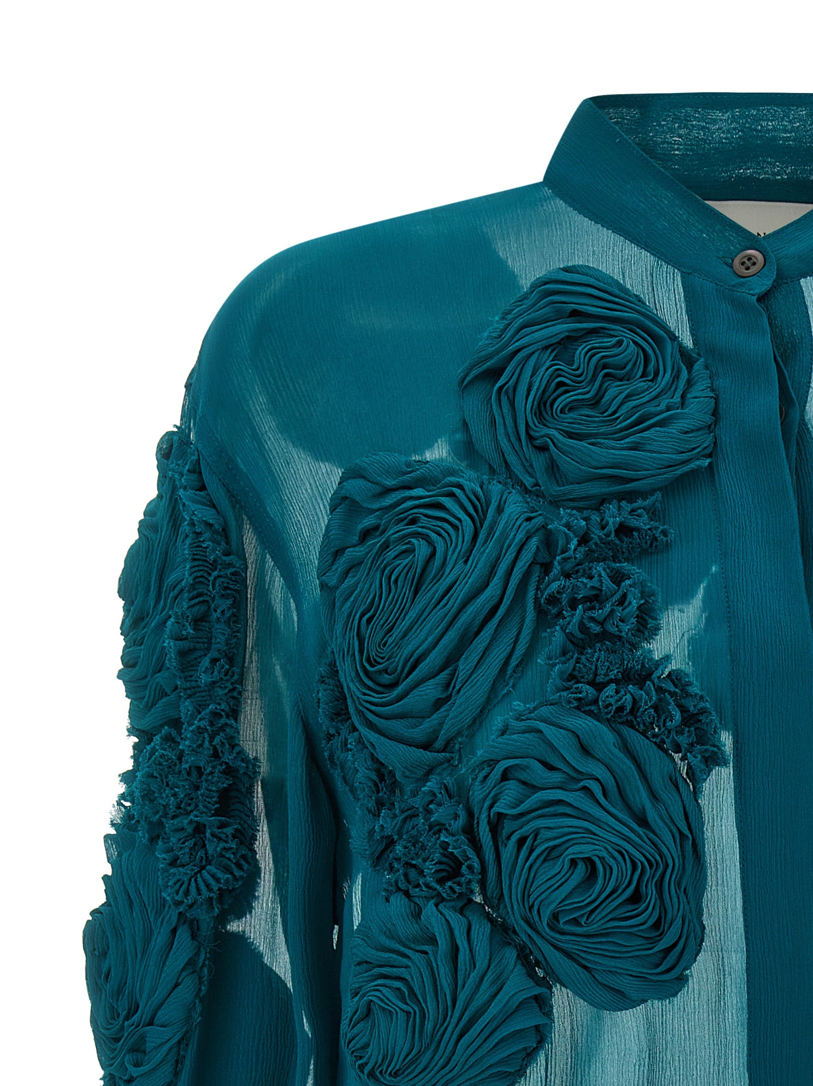 Chowsa Shirt Green Viscose Shirt, Blouse
