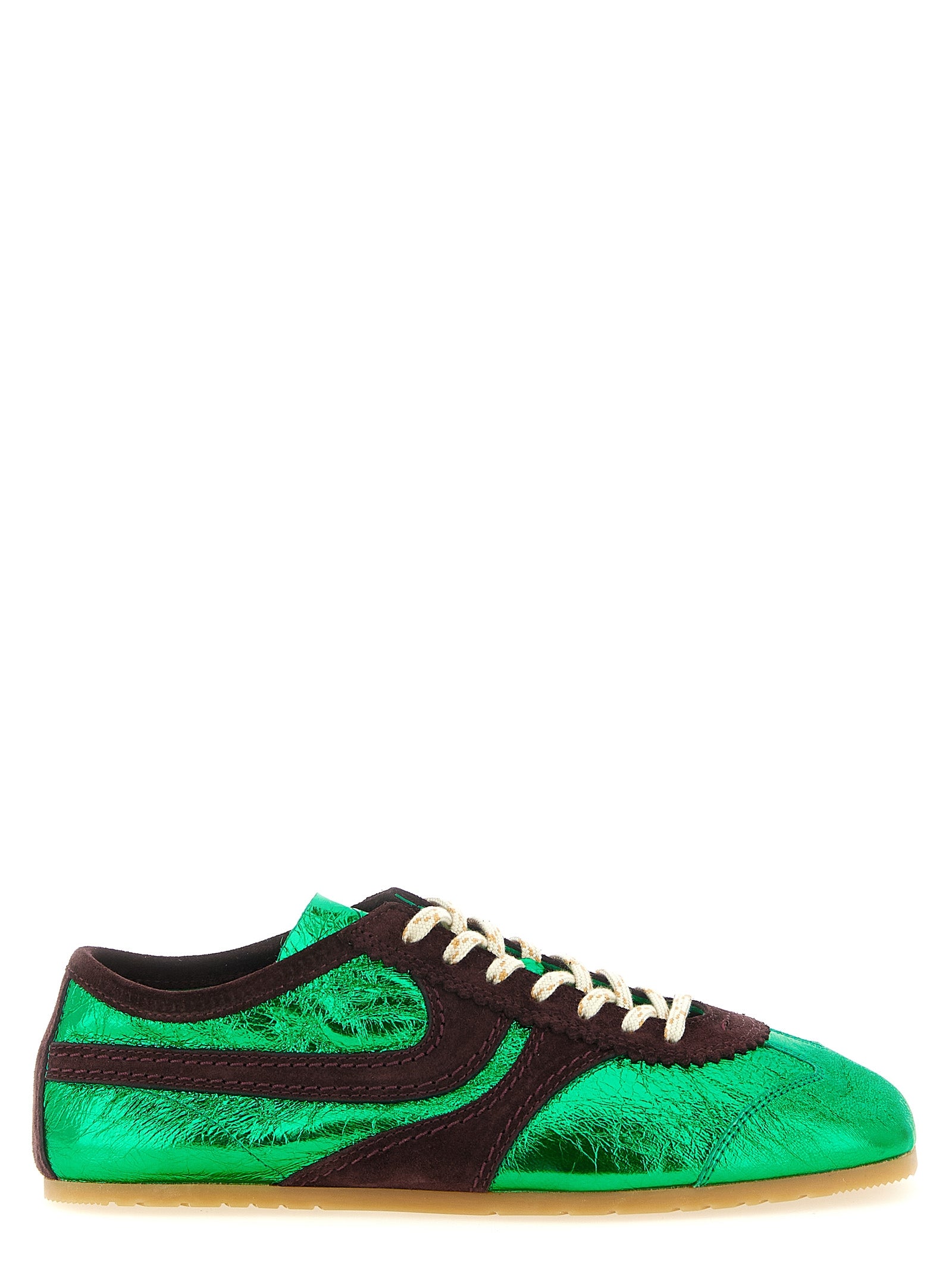 Laminated leather sneakers Green Lamb Goat