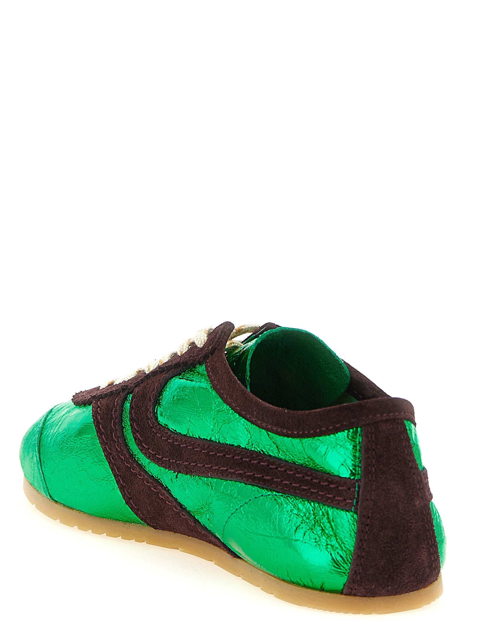 Laminated leather sneakers Green Lamb Goat