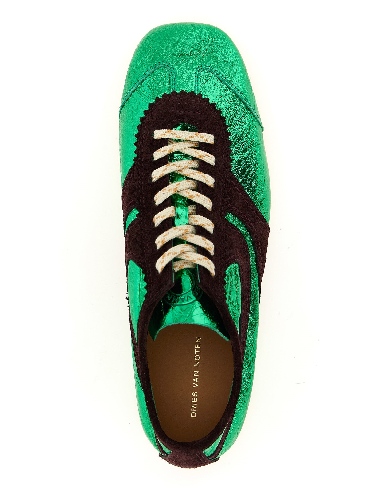 Laminated leather sneakers Green Lamb Goat
