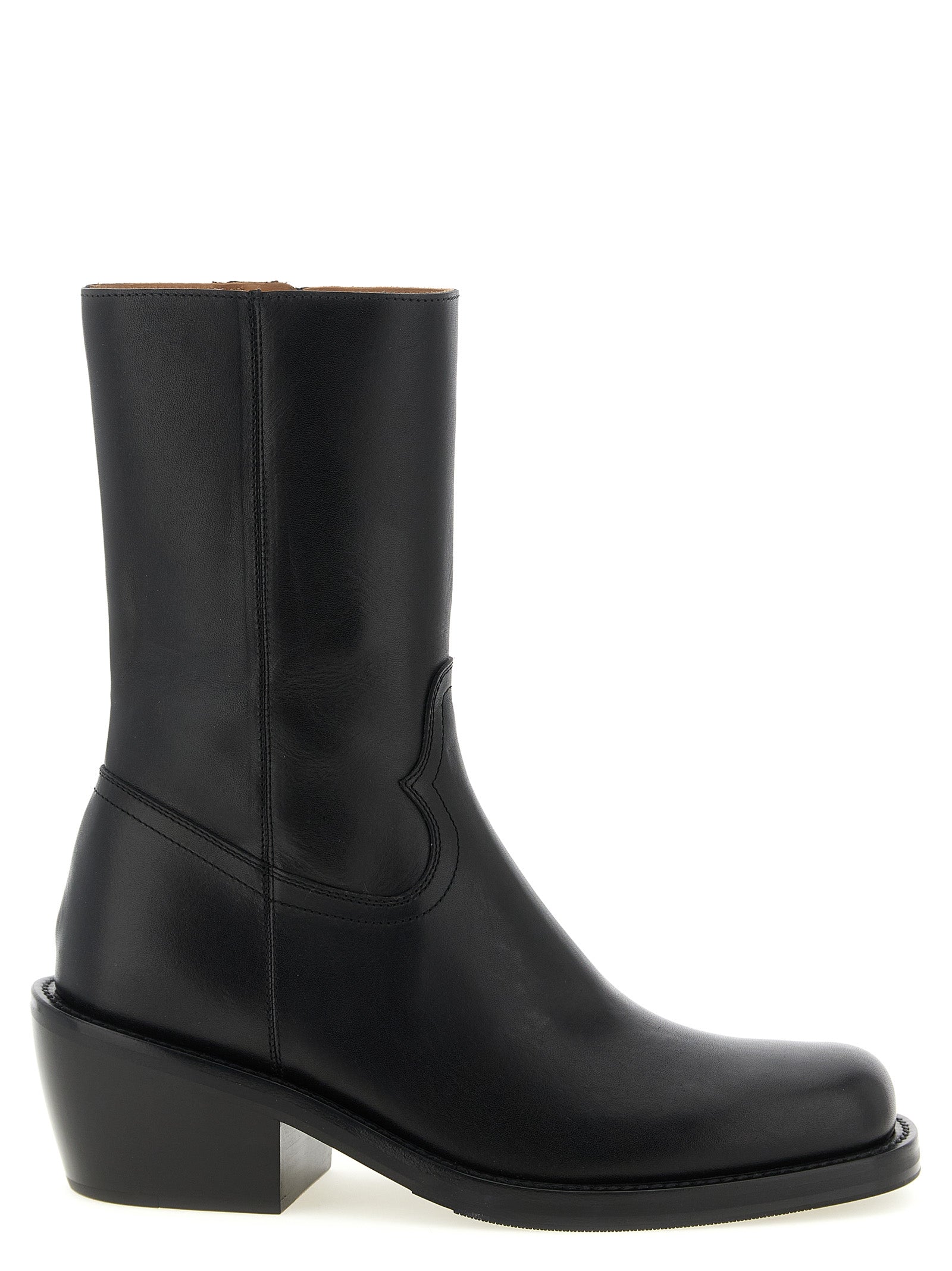Leather Ankle Boots Black Calfskin (bos Taurus) Boots