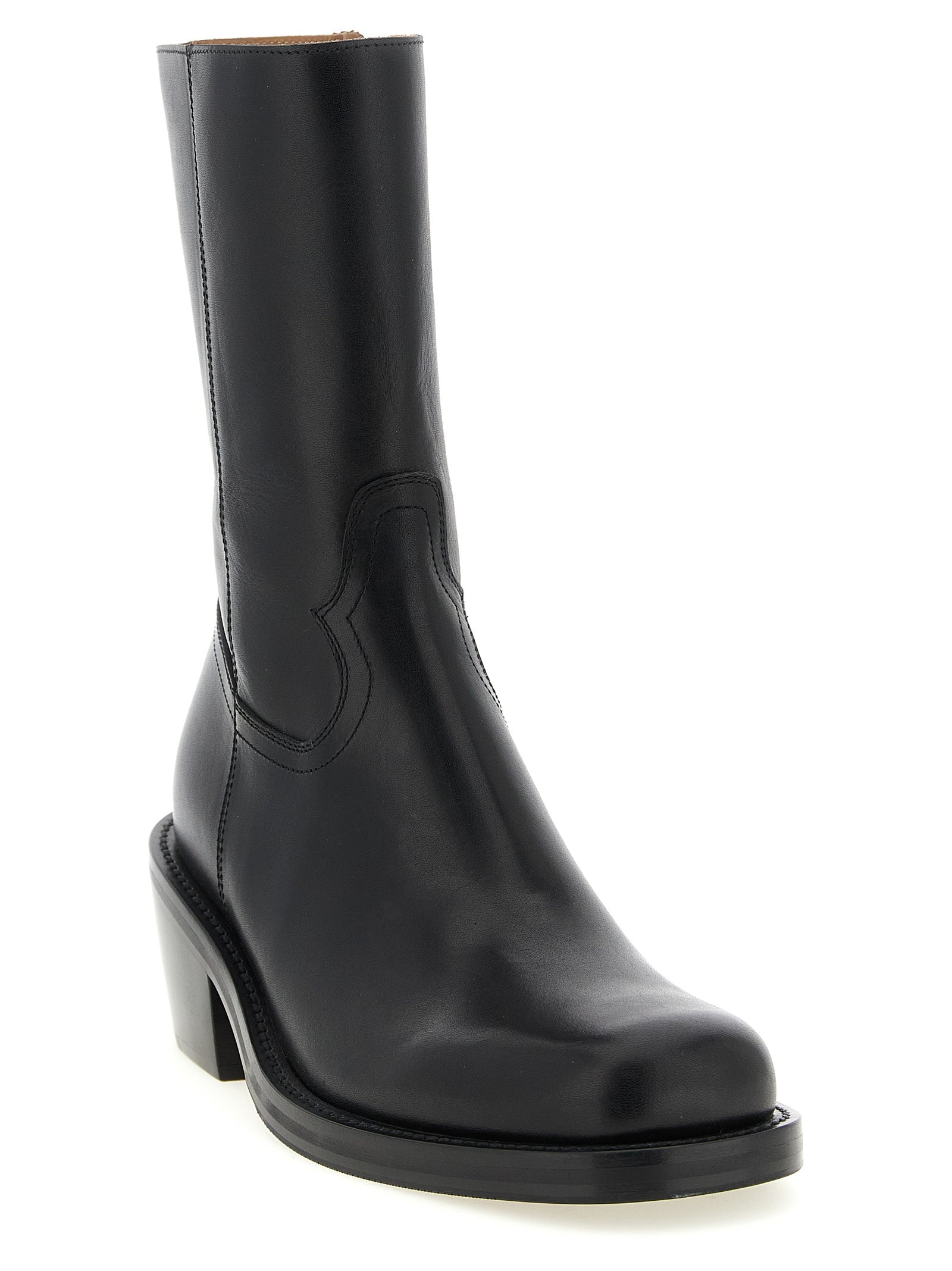 Leather Ankle Boots Black Calfskin (bos Taurus) Boots