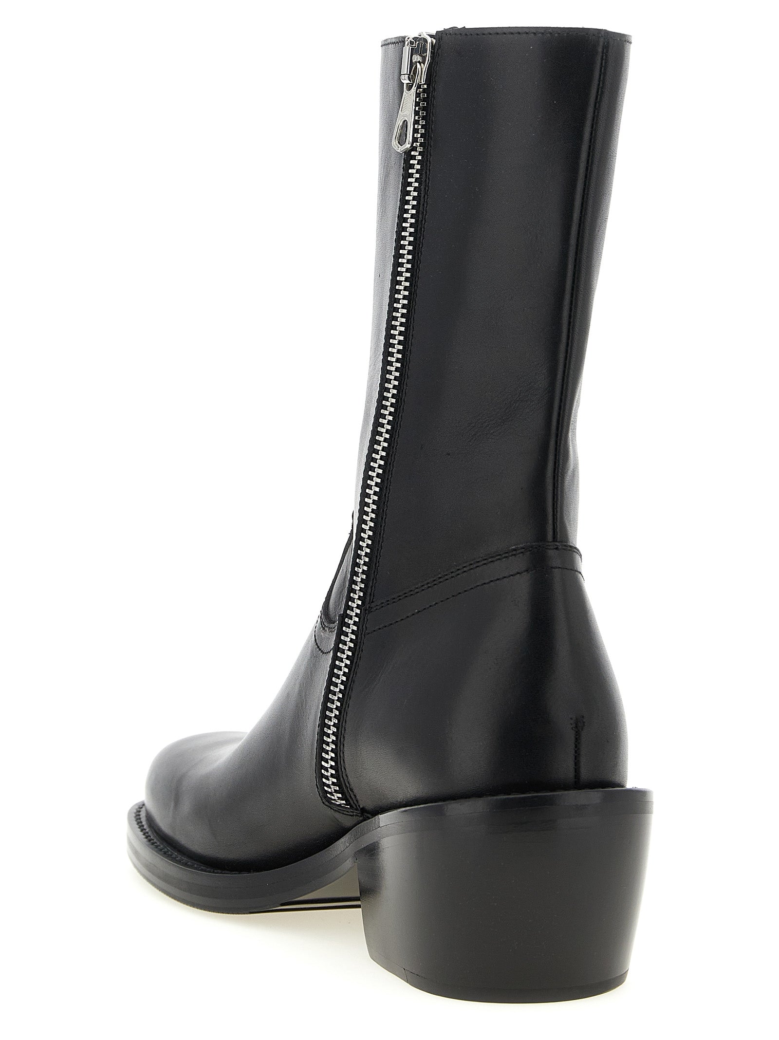 Leather Ankle Boots Black Calfskin (bos Taurus) Boots