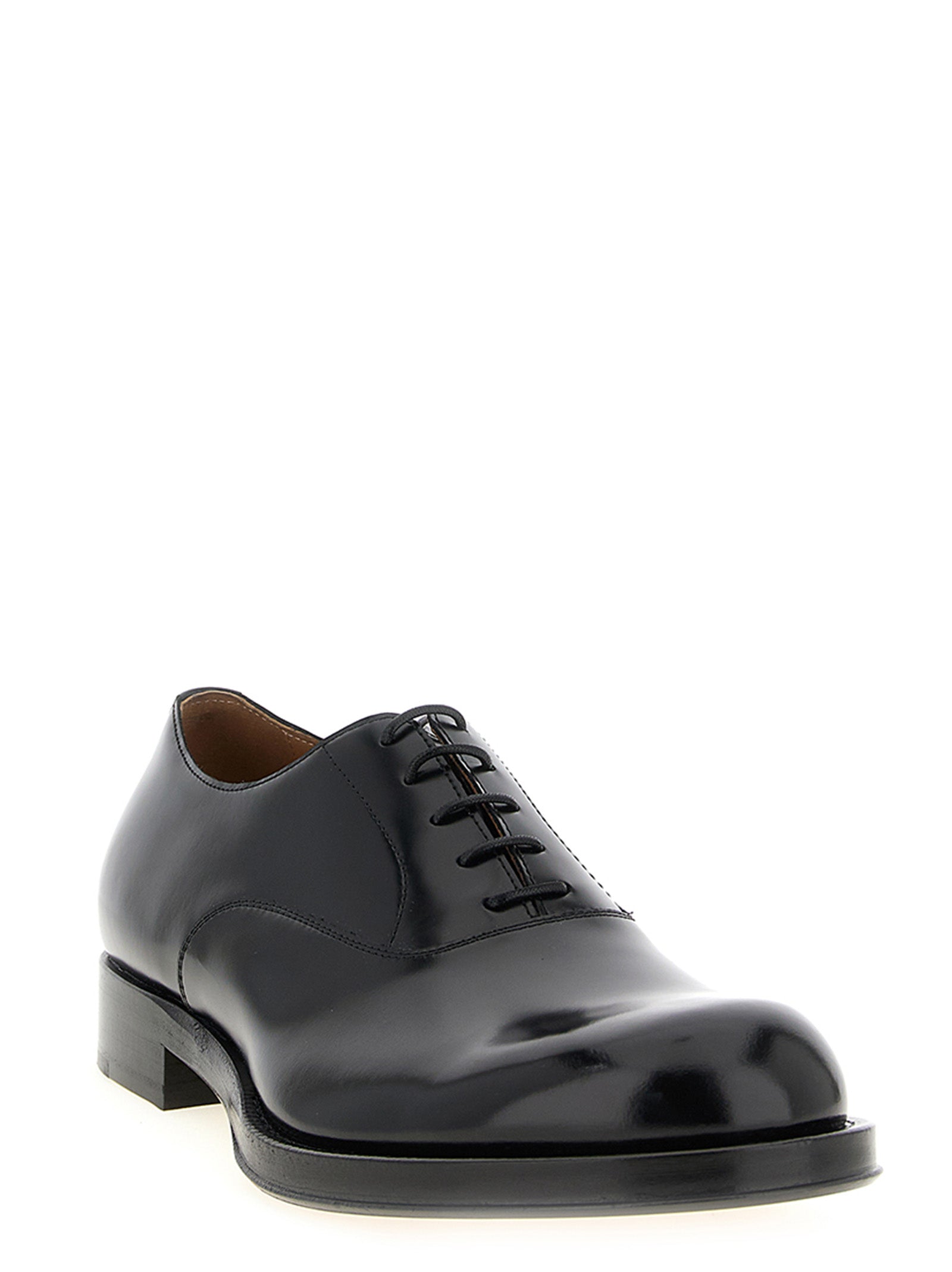 Derby Lace-Up Shoes Black Calfskin Leather (bos Taurus) Lace Up