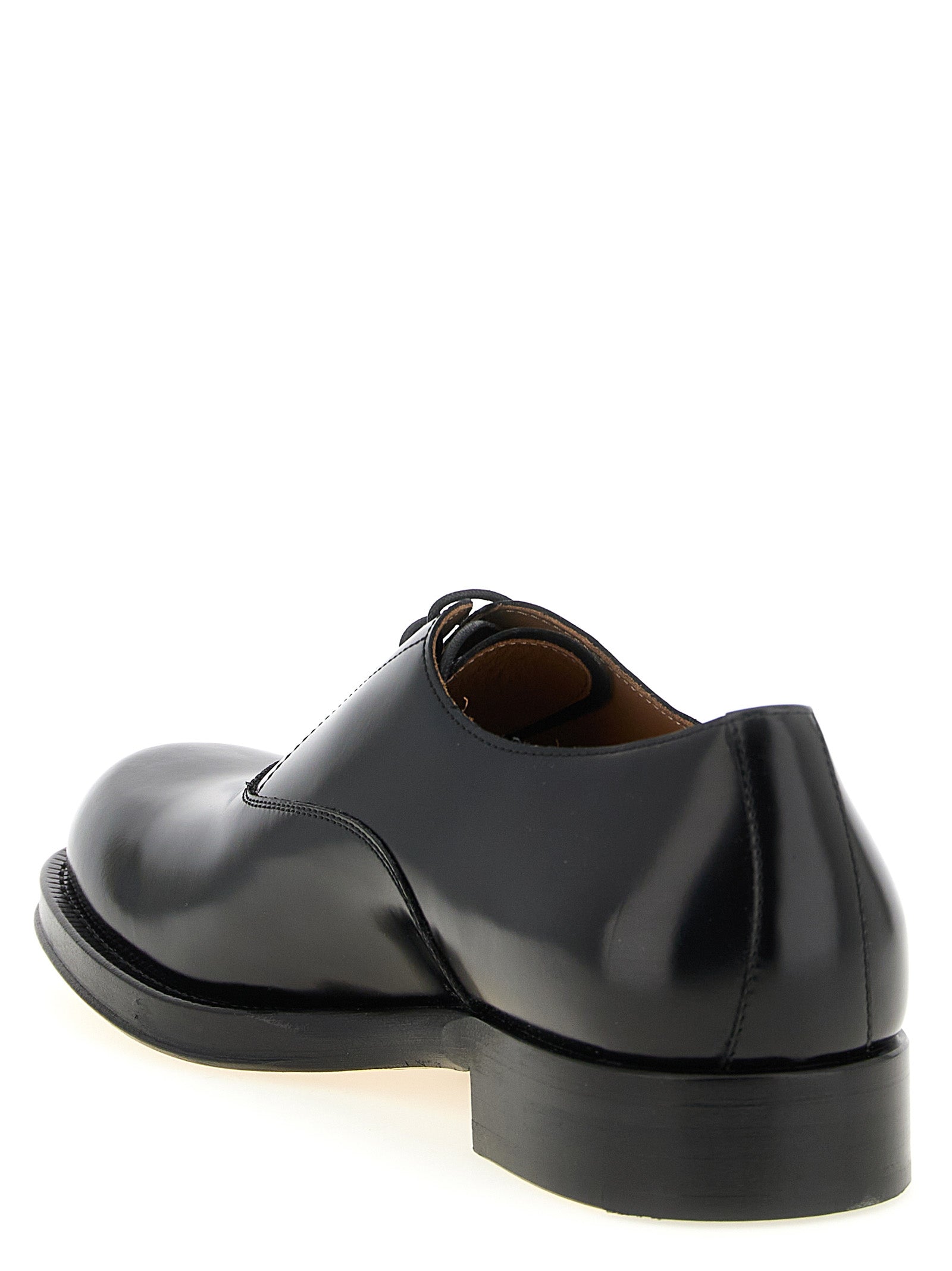 Derby Lace-Up Shoes Black Calfskin Leather (bos Taurus) Lace Up