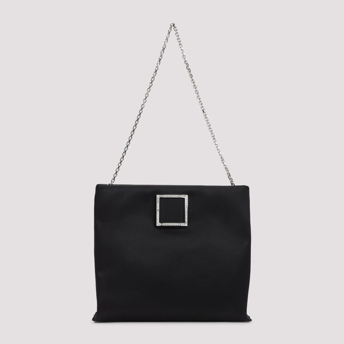 Trompette Strass Soft Clutch Black Satin Crystal Bag