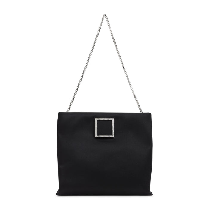 Trompette Strass Soft Clutch Black Satin Crystal Bag
