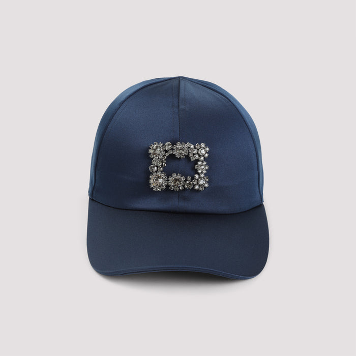 Rv Flower Strass Cap Blue Satin Crystal Hat