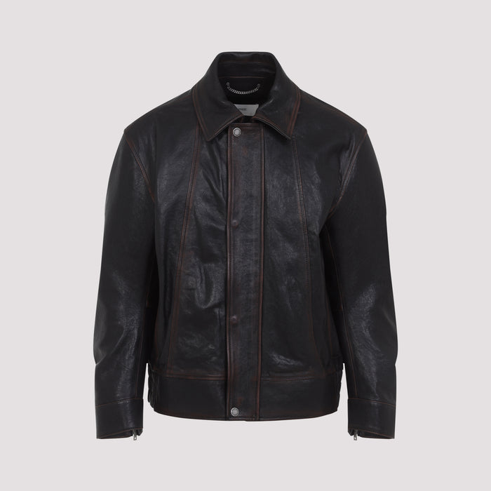 Prince Nappa Leather Bomber Jacket Black Ovine