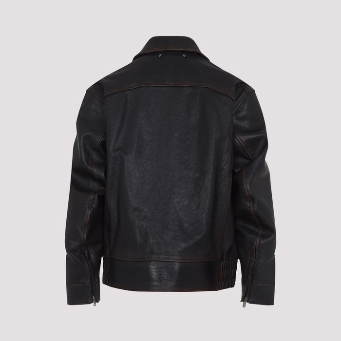 Prince Nappa Leather Bomber Jacket Black Ovine