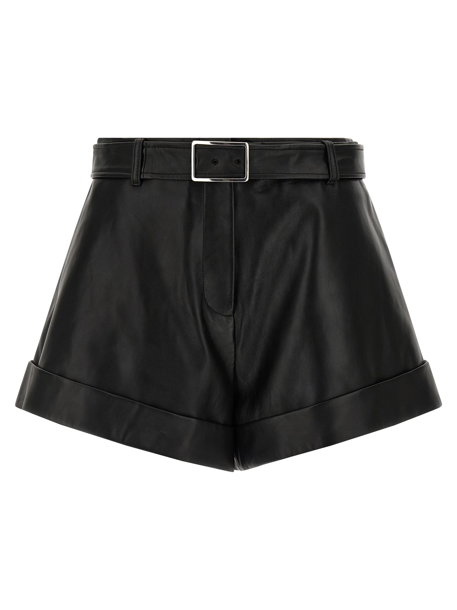Spxvasaio Shorts Black Lamb Leather (ovis Aries) Bermuda
