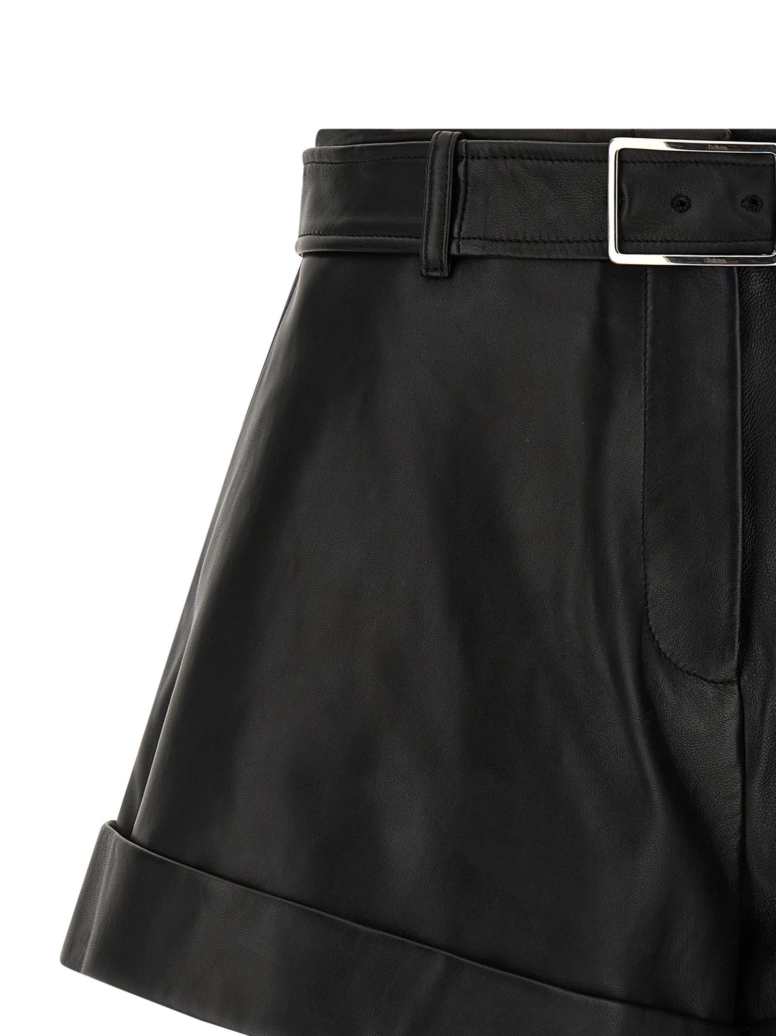 Spxvasaio Shorts Black Lamb Leather (ovis Aries) Bermuda
