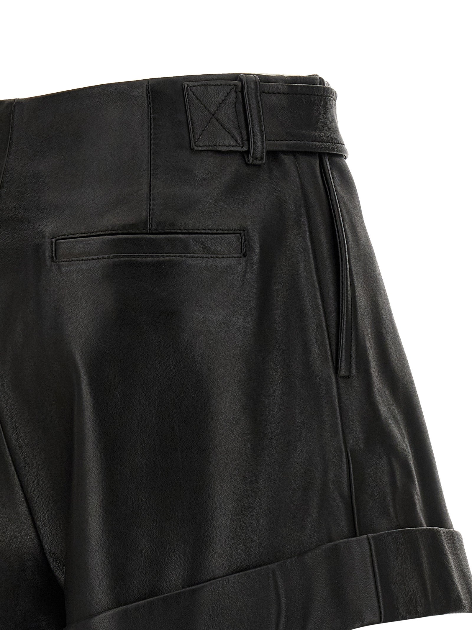 Spxvasaio Shorts Black Lamb Leather (ovis Aries) Bermuda