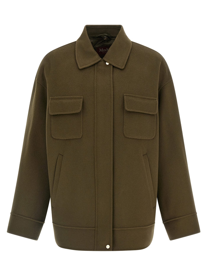 Mstdisco Padded Coat Green Virgin Wool Silk Coats, Trench