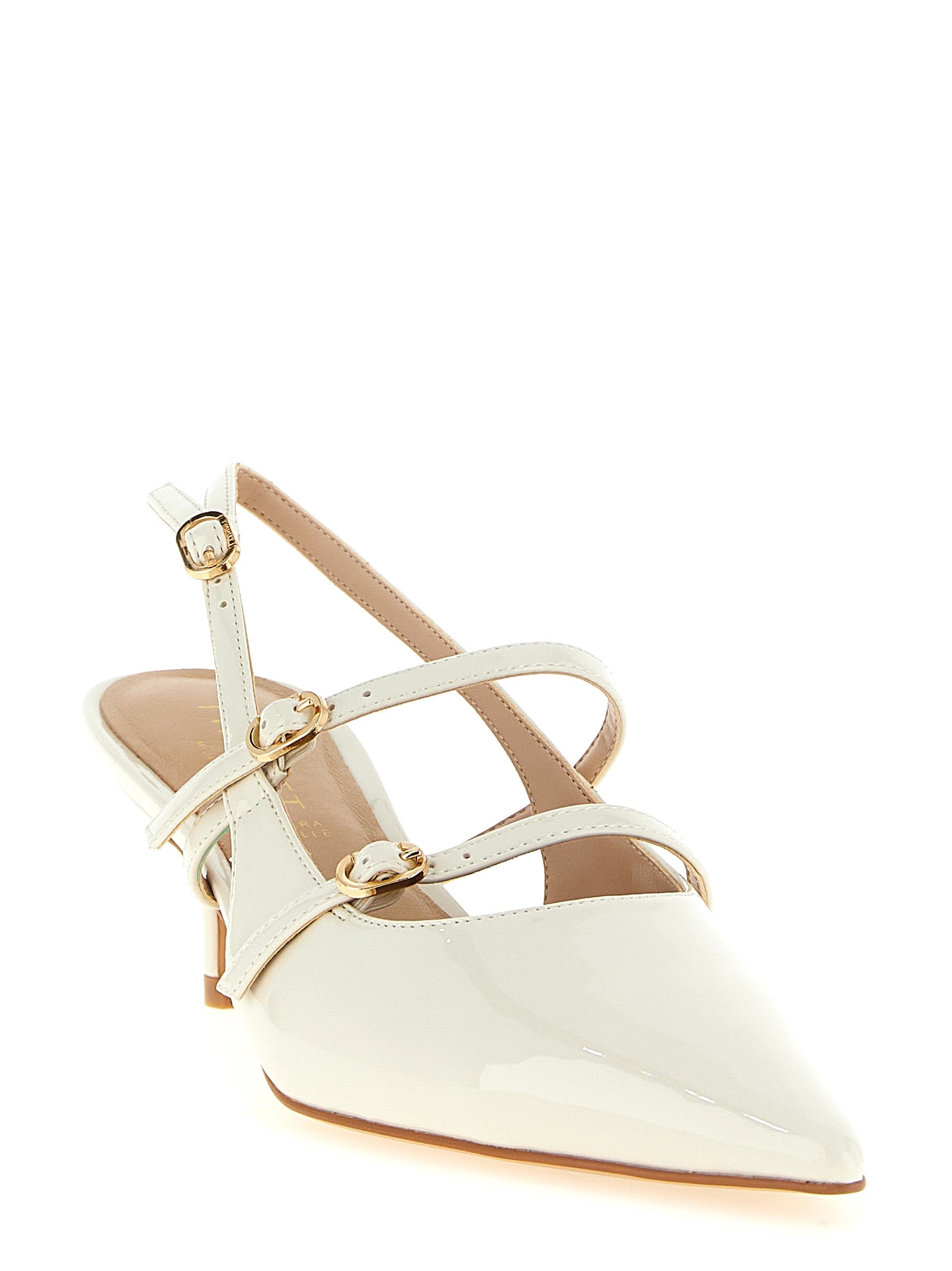 Patent leather slingback White Polyurethane Pumps