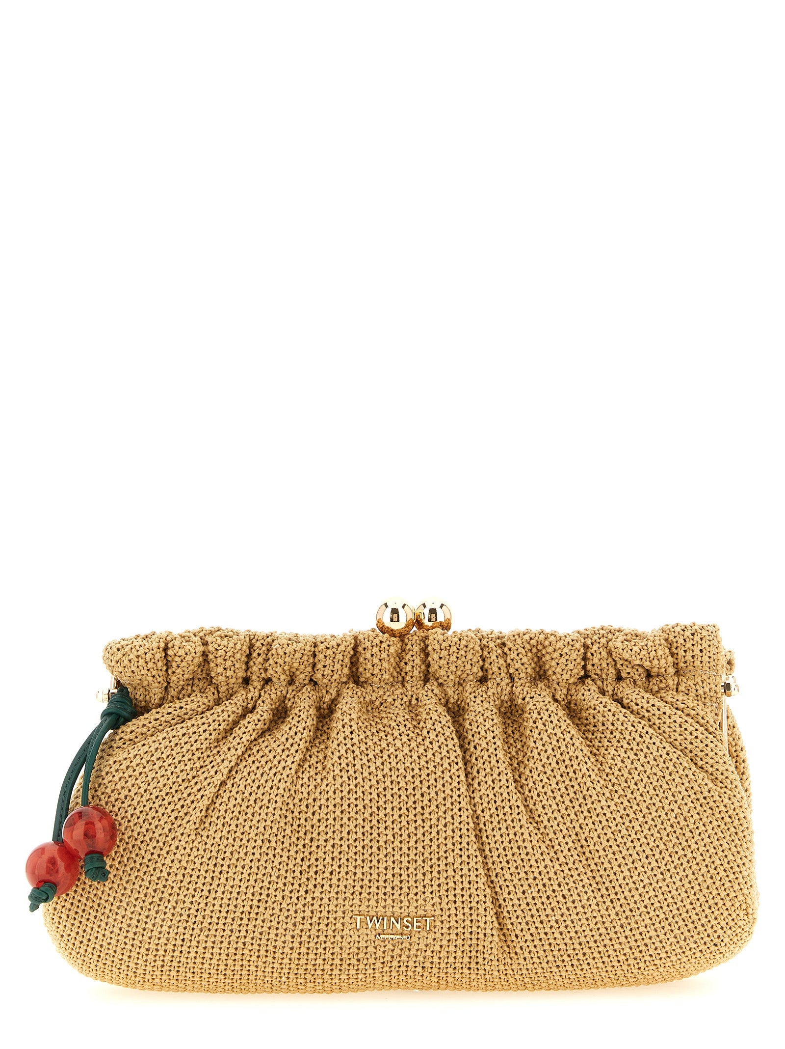 Braided raffia clutch Beige Polyethylene