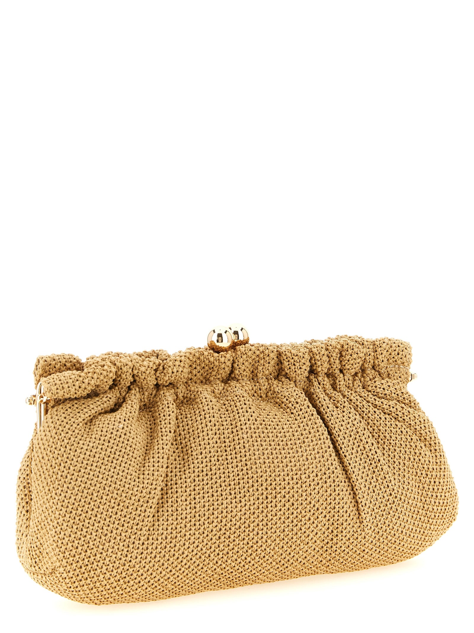 Braided raffia clutch Beige Polyethylene