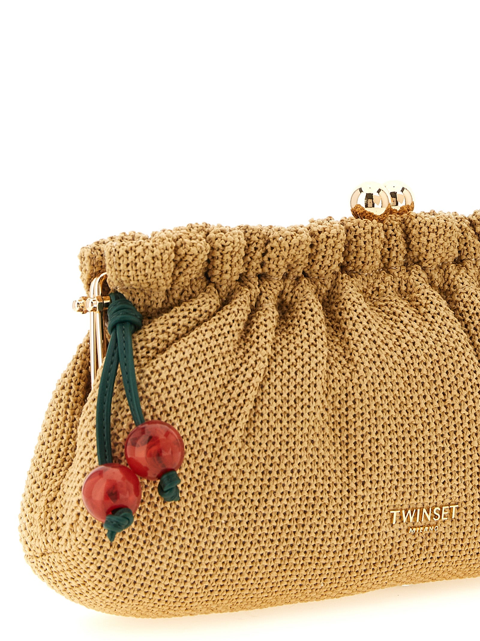 Braided raffia clutch Beige Polyethylene