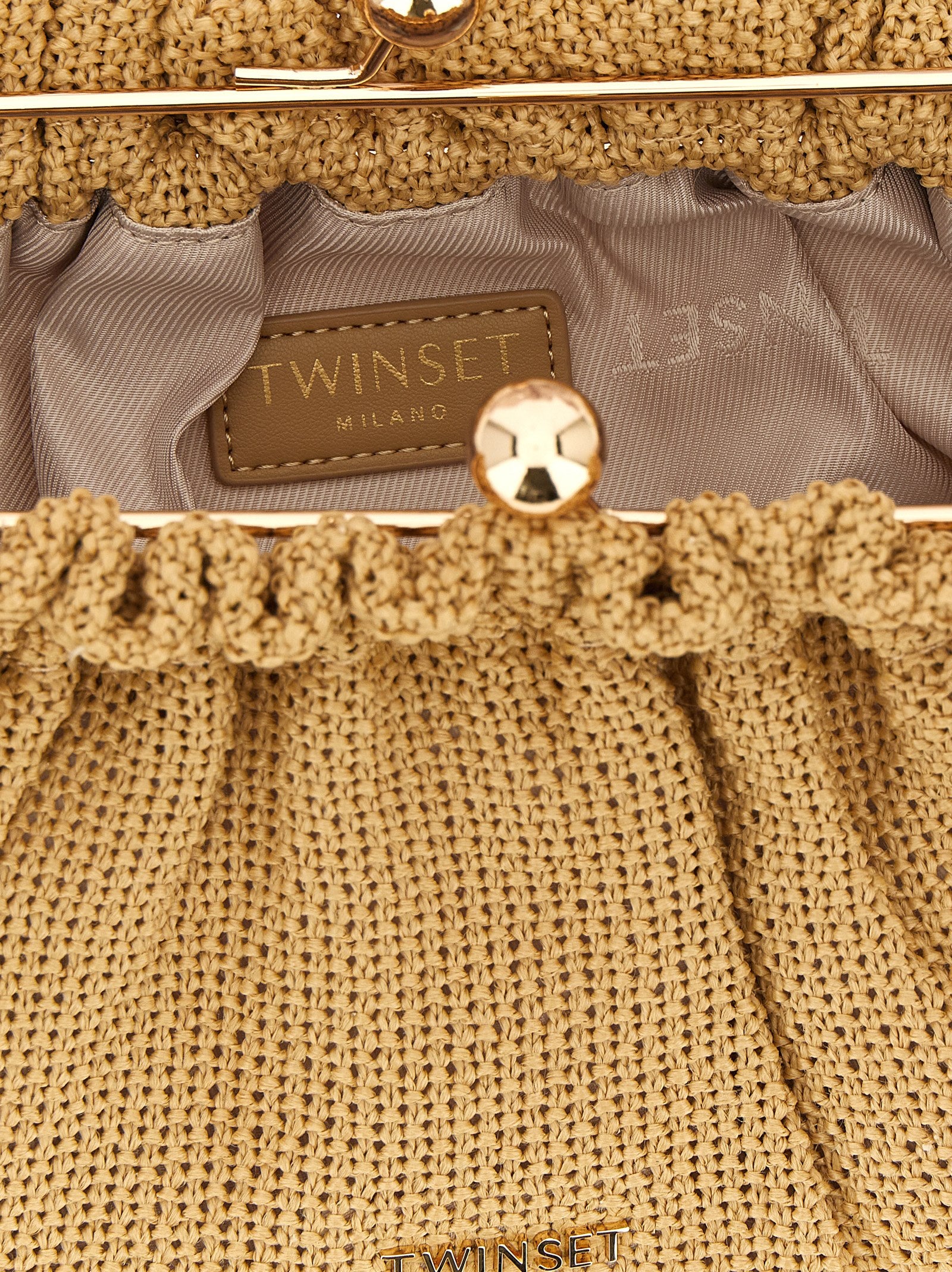 Braided raffia clutch Beige Polyethylene