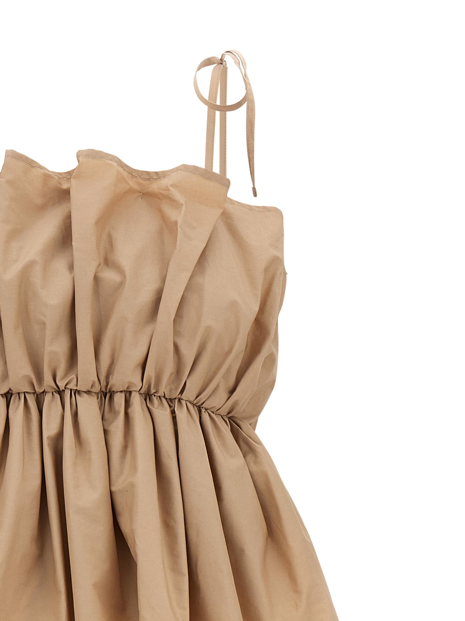 Flounce dress Beige Cotton