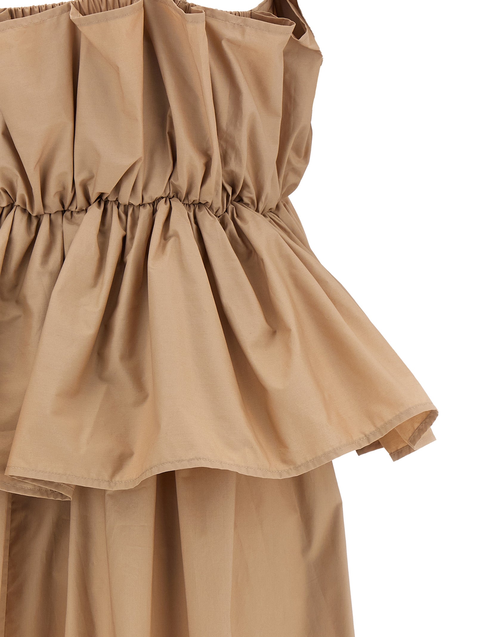 Flounce dress Beige Cotton
