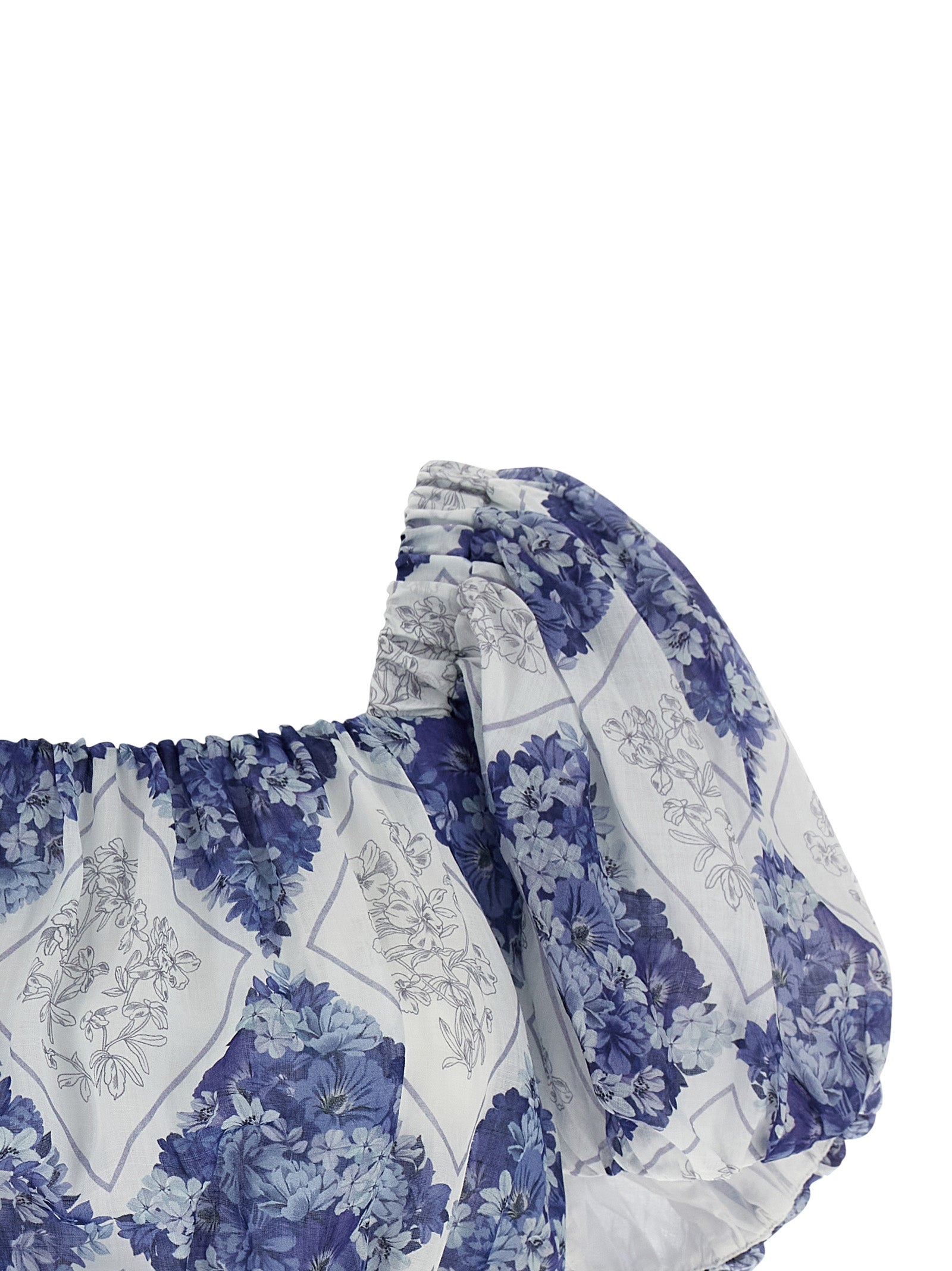 Cropped blouse Blue Ramie Shirt