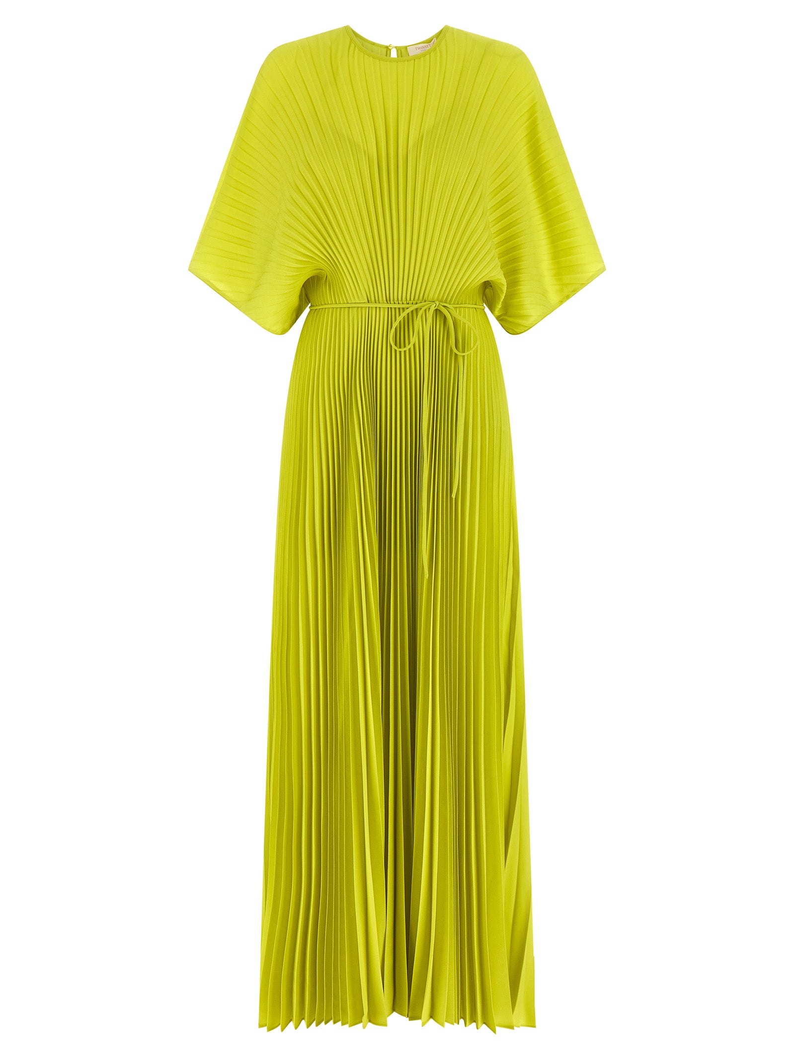 Pleated Dress Green Polyester