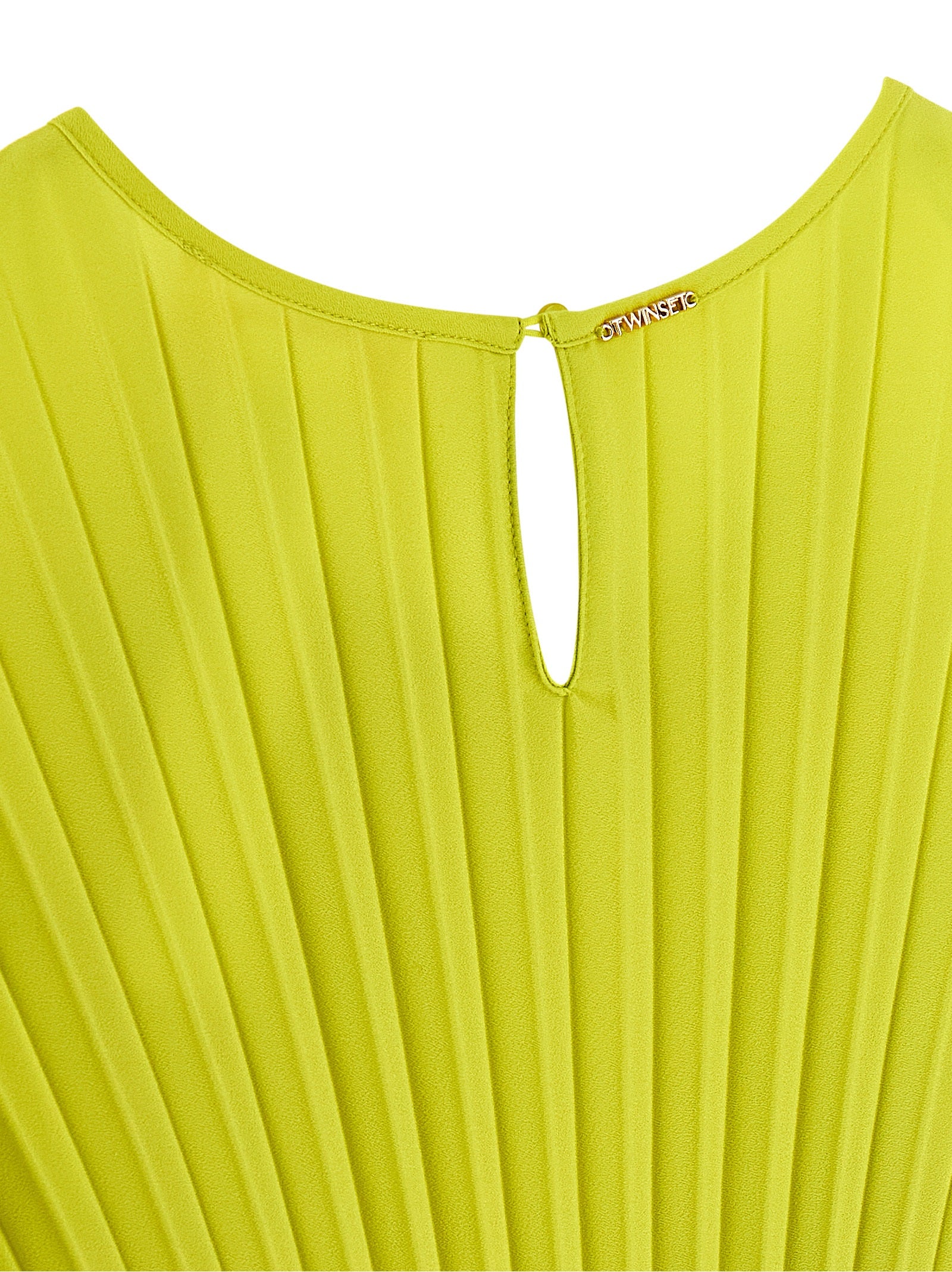 Pleated Dress Green Polyester