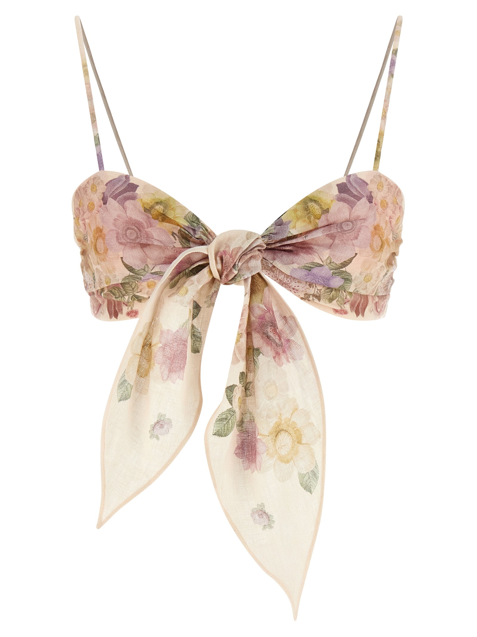 Floral Top Multicolor Linen Tops