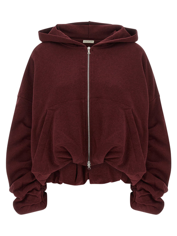 Dries Van Noten Double-sided cotton jersey hoodie in burgundy