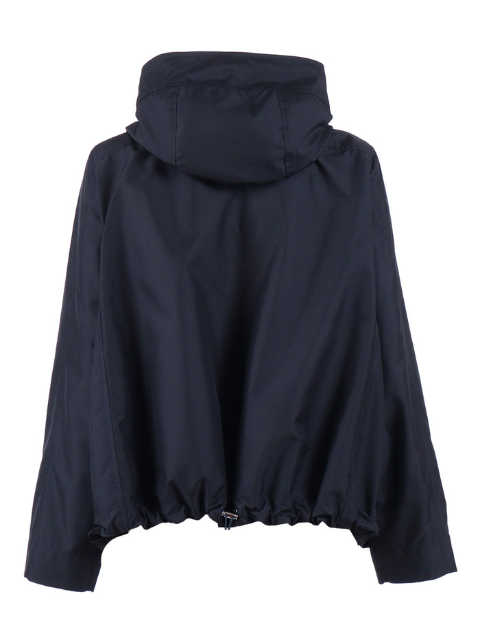 HOODED SHORT PARKA COAT Blue Polyester