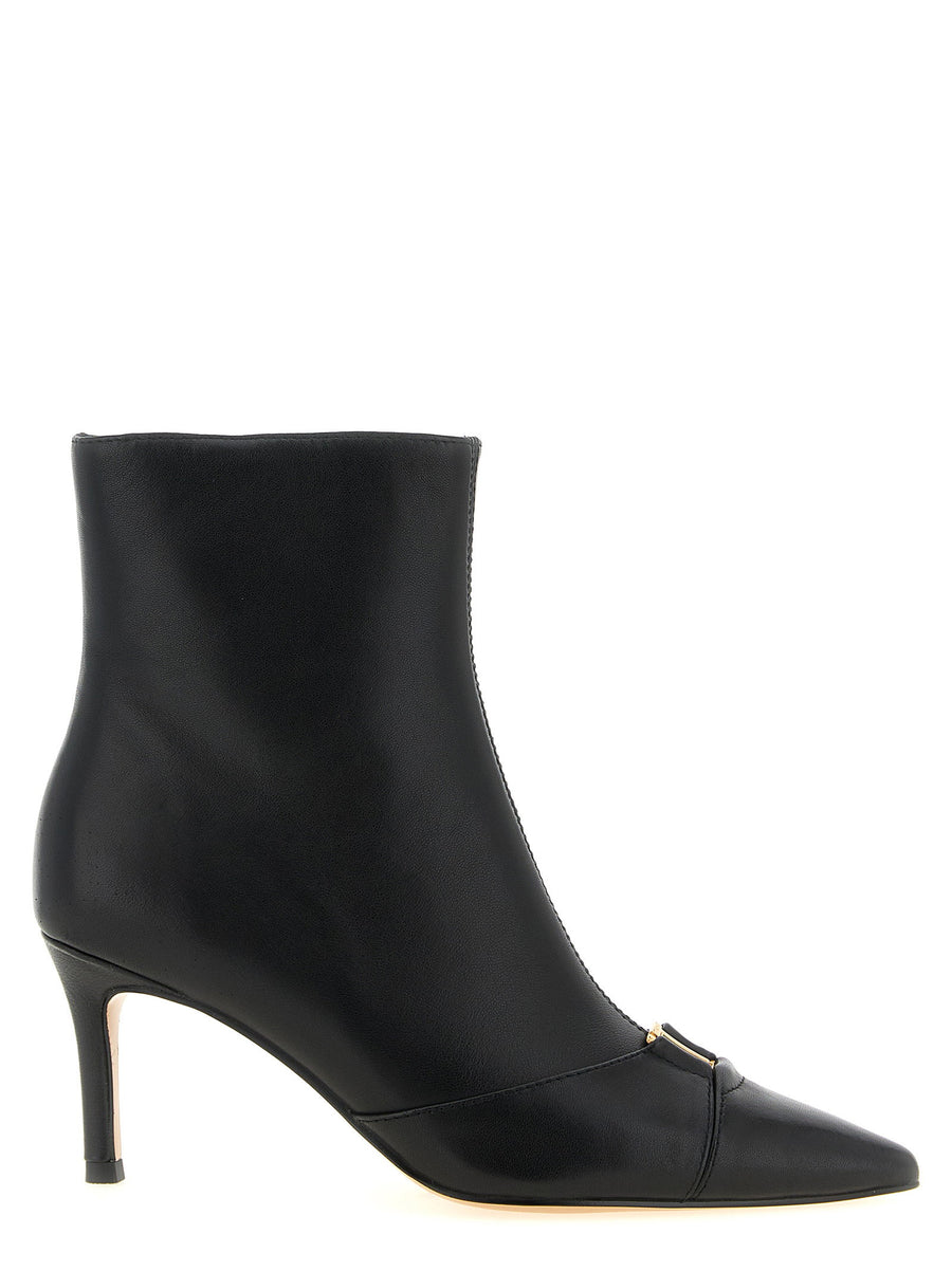 Twin Set Gold Logo Stiletto Ankle Boot — Black