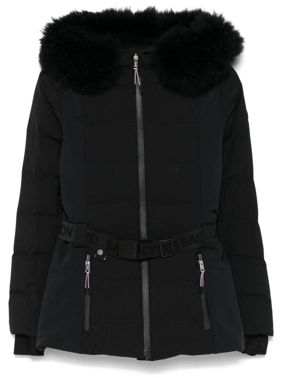 Yves Salomon Outer: Polyester 85% down jacket in black