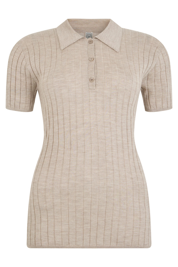 Polo Top Silk-Cashmere Beige Tops