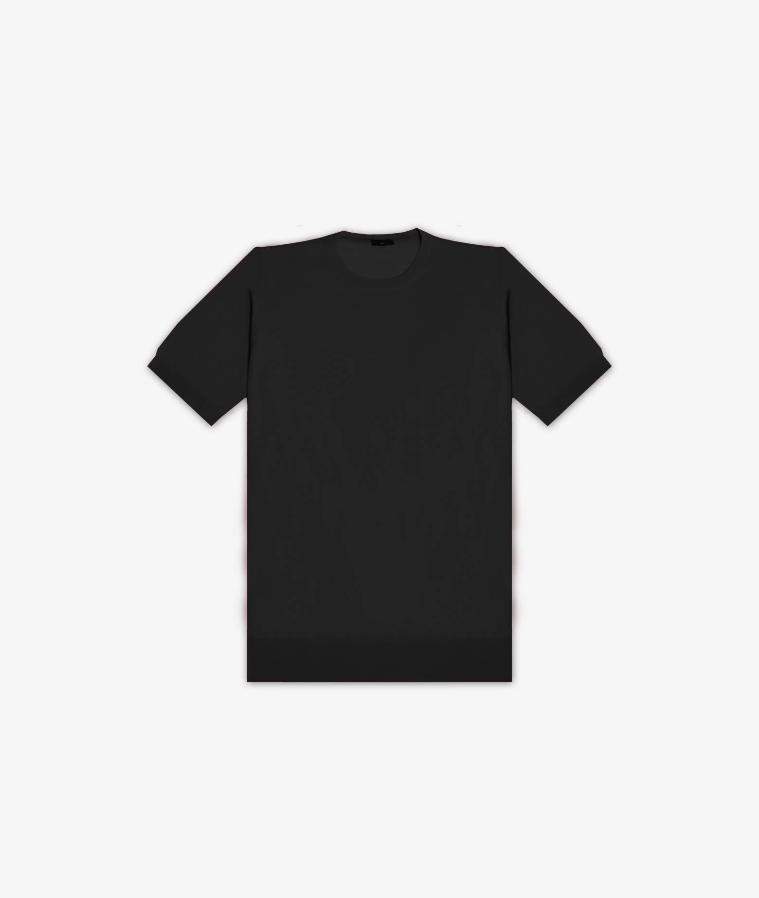 Wool T-Shirt Mentone Black Round Neck
