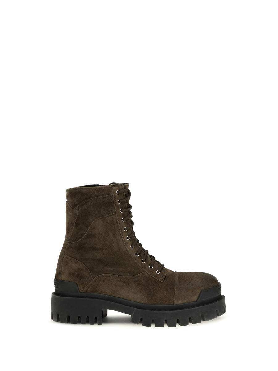 Combat Strike Waxed Suede Calf Leather Boots Olive/ag Silver