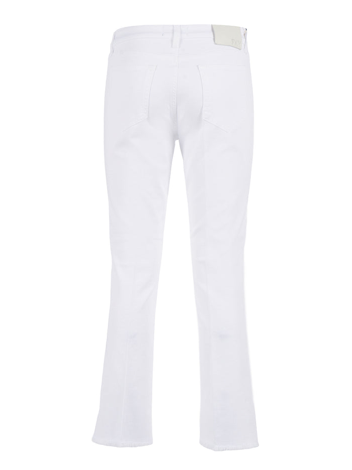 5 POCKET WITH FRINGE White Cotton Elastane Pant