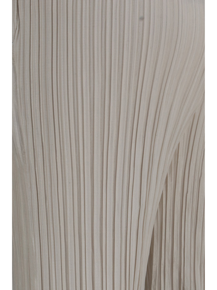 Palazzo Corduroy Trousers Off White Polyester