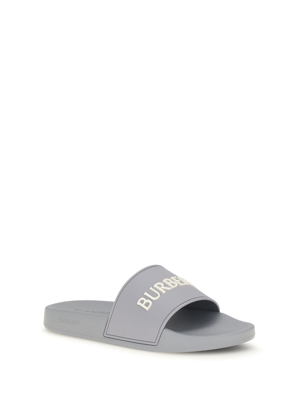 Slides Logo Marble Grey-Dove Beige Grey/dove Rubber Sandal
