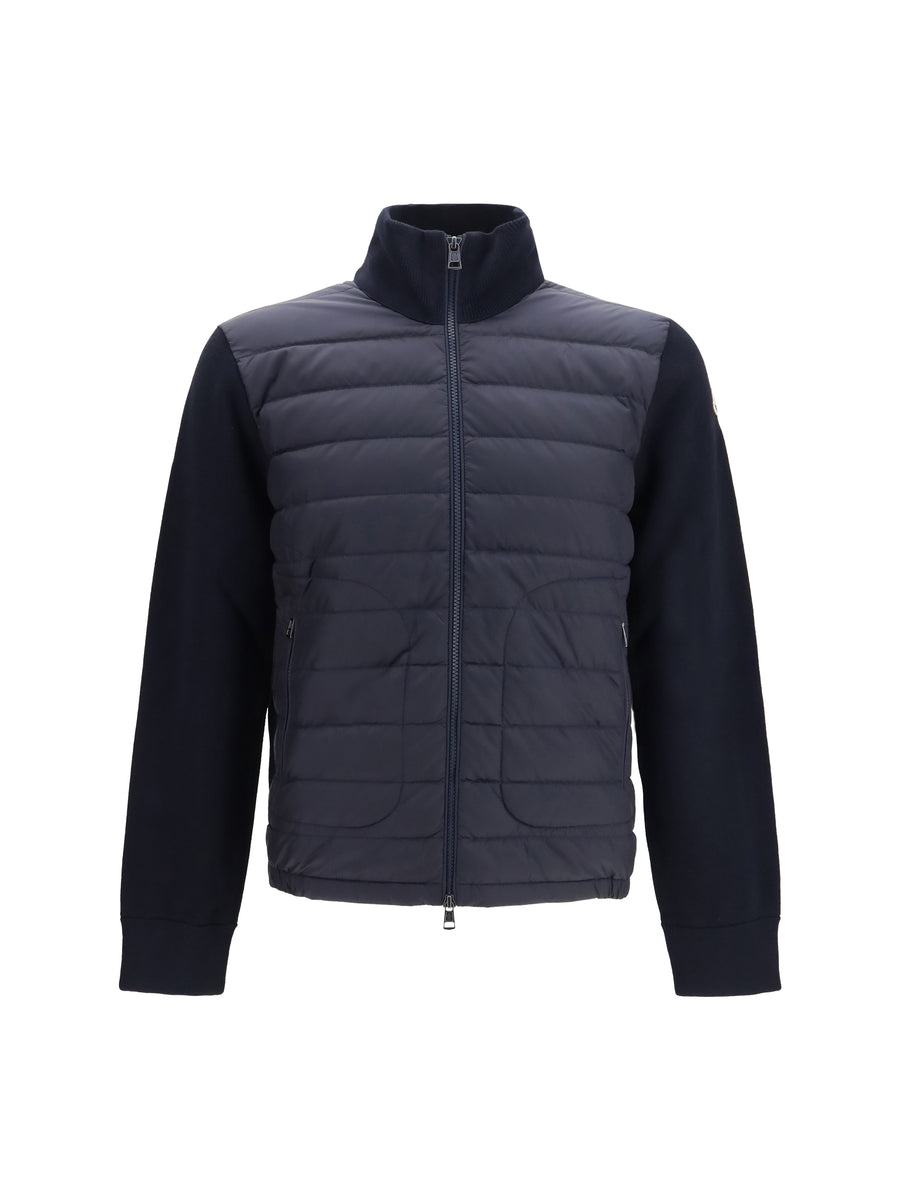 Moncler Inner: 100% goose down; Outer: 100% polyamide; Body: 50% fleece wool down jacket in navy