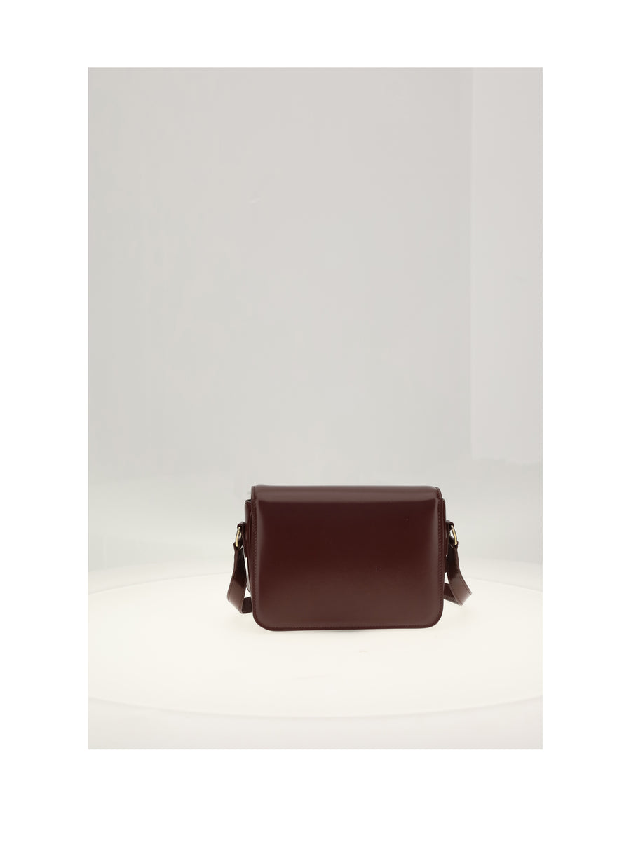 Shoulder Bag Teen Triomphe Syrah-White Cotton Syrah/white Calf Leather