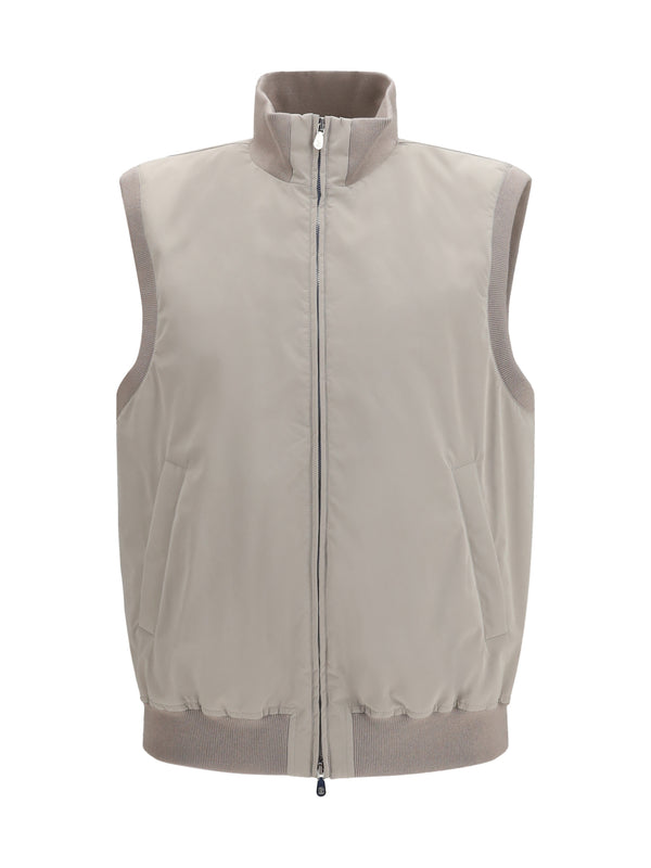 Sleeveless Vest Jacket Brown Freddo/panama Polyester