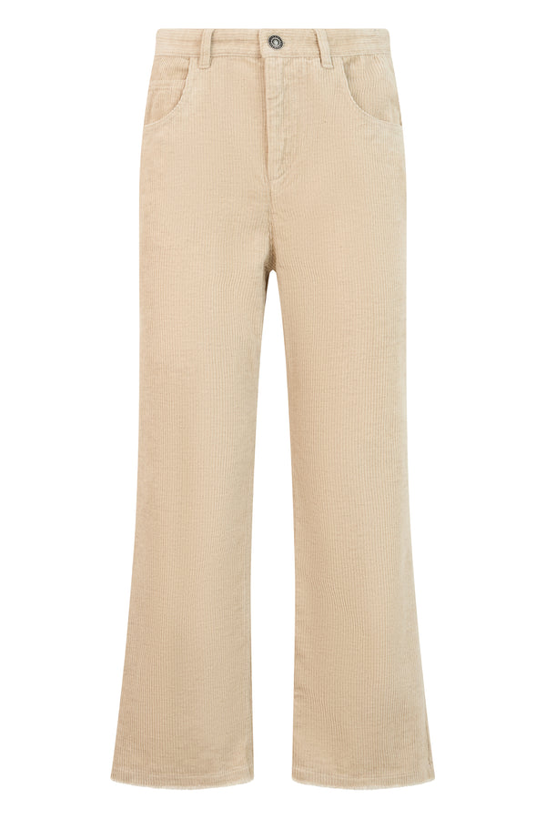 Flared Trousers Ecru Cotton