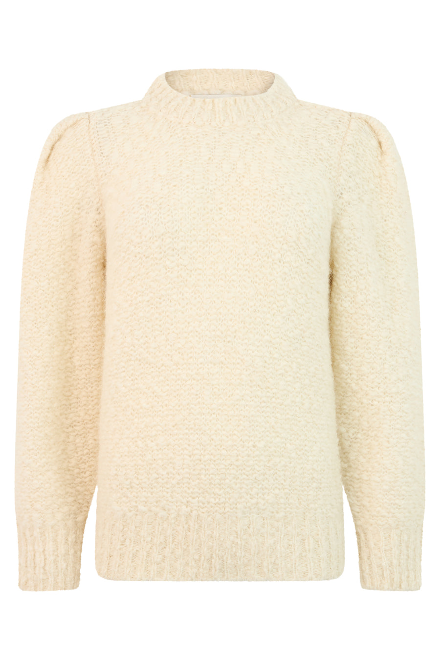Sweater With Balloon Sleeves Ecru Virgin Wool