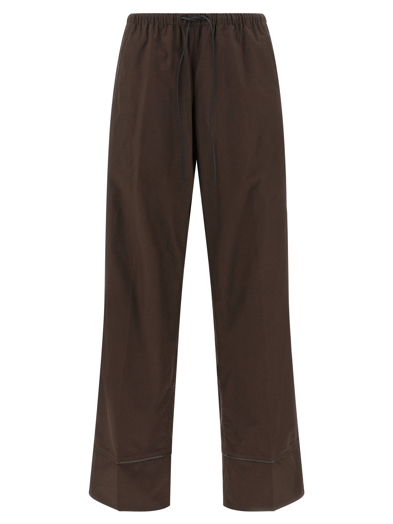 Leather insert pants Brown Cotton