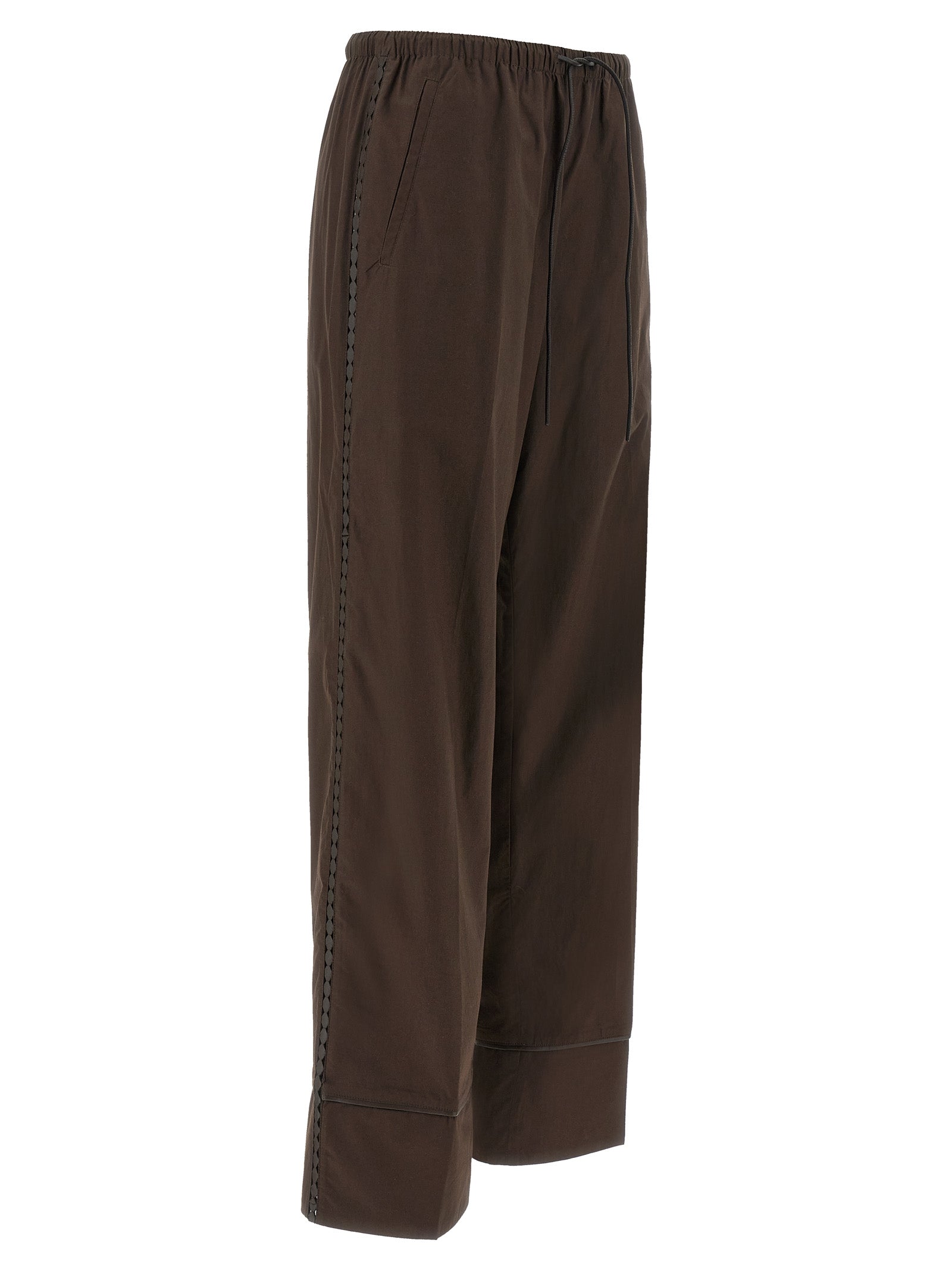 Leather insert pants Brown Cotton
