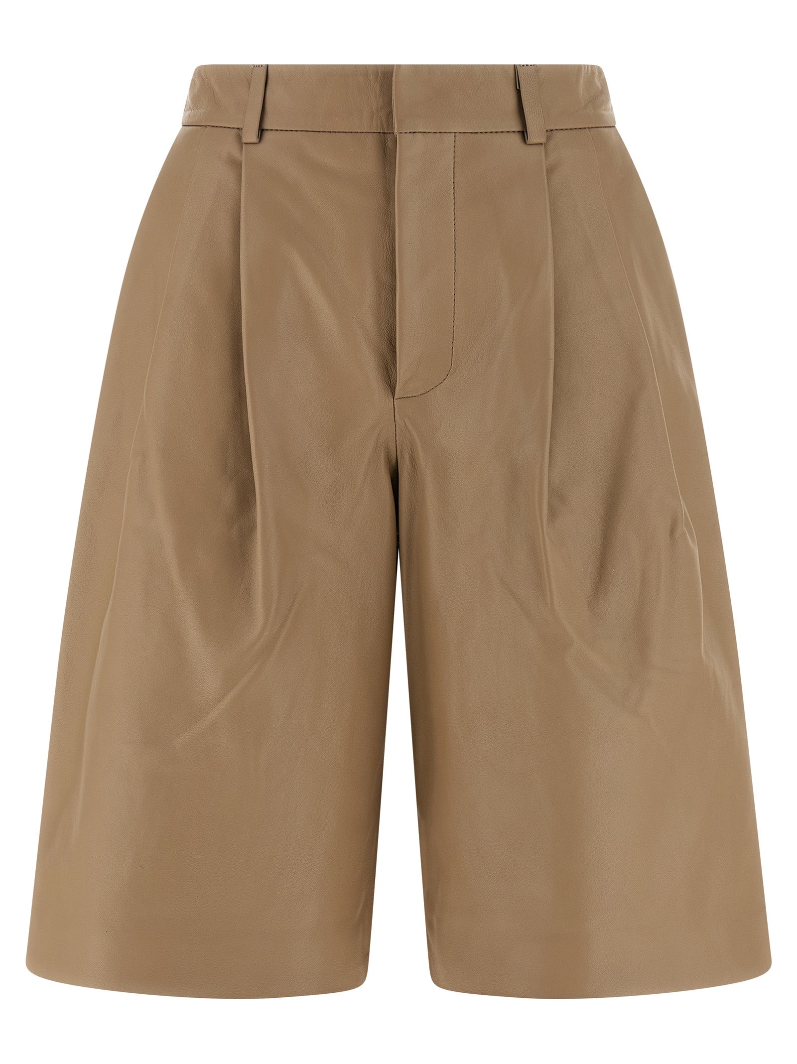 Tassel bermuda shorts Beige Lamb Leather (ovis Aries) Bermuda