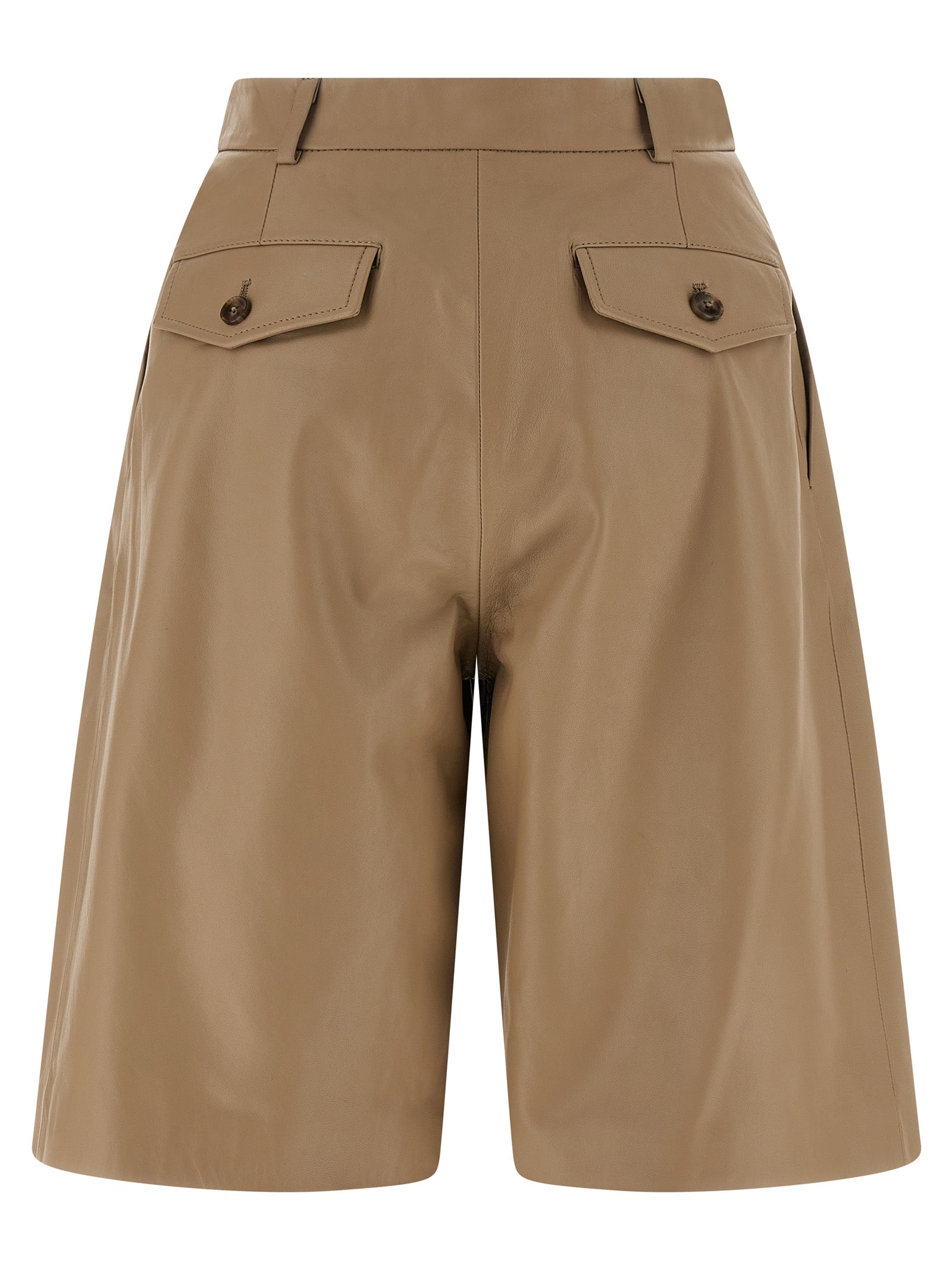 Tassel bermuda shorts Beige Lamb Leather (ovis Aries) Bermuda