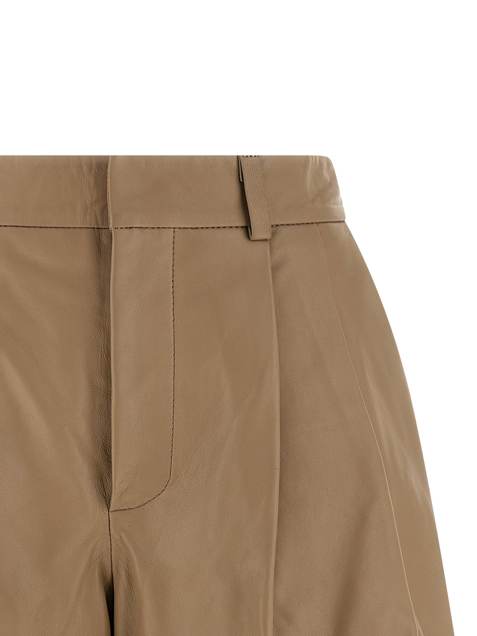 Tassel bermuda shorts Beige Lamb Leather (ovis Aries) Bermuda